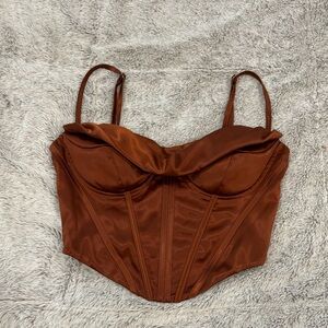 Satin Spaghetti  Strap Corset Top